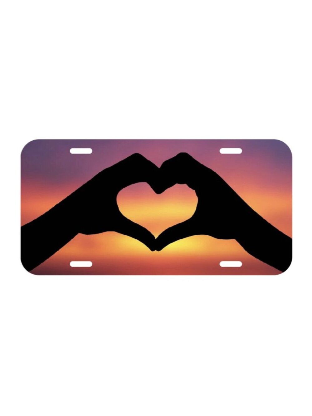 Heart Love Ocean Sunset Sea Beach Amor Sun Vehicle License Plate Front Auto Tag